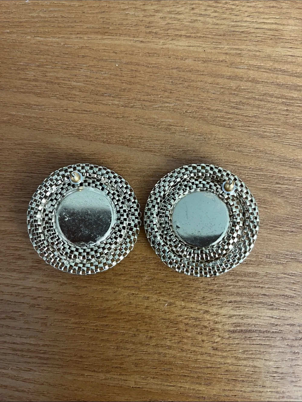 Gold Round Stud Earrings with Black Gemstone Inlay